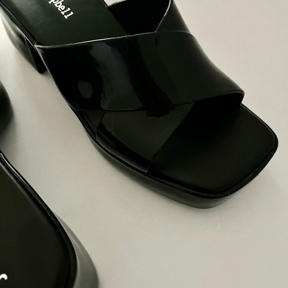 NEW! Jeffery Campbell Black Bubblegum Platform Sandals Heel Mule Patent Slides 6 - Picture 8 of 16